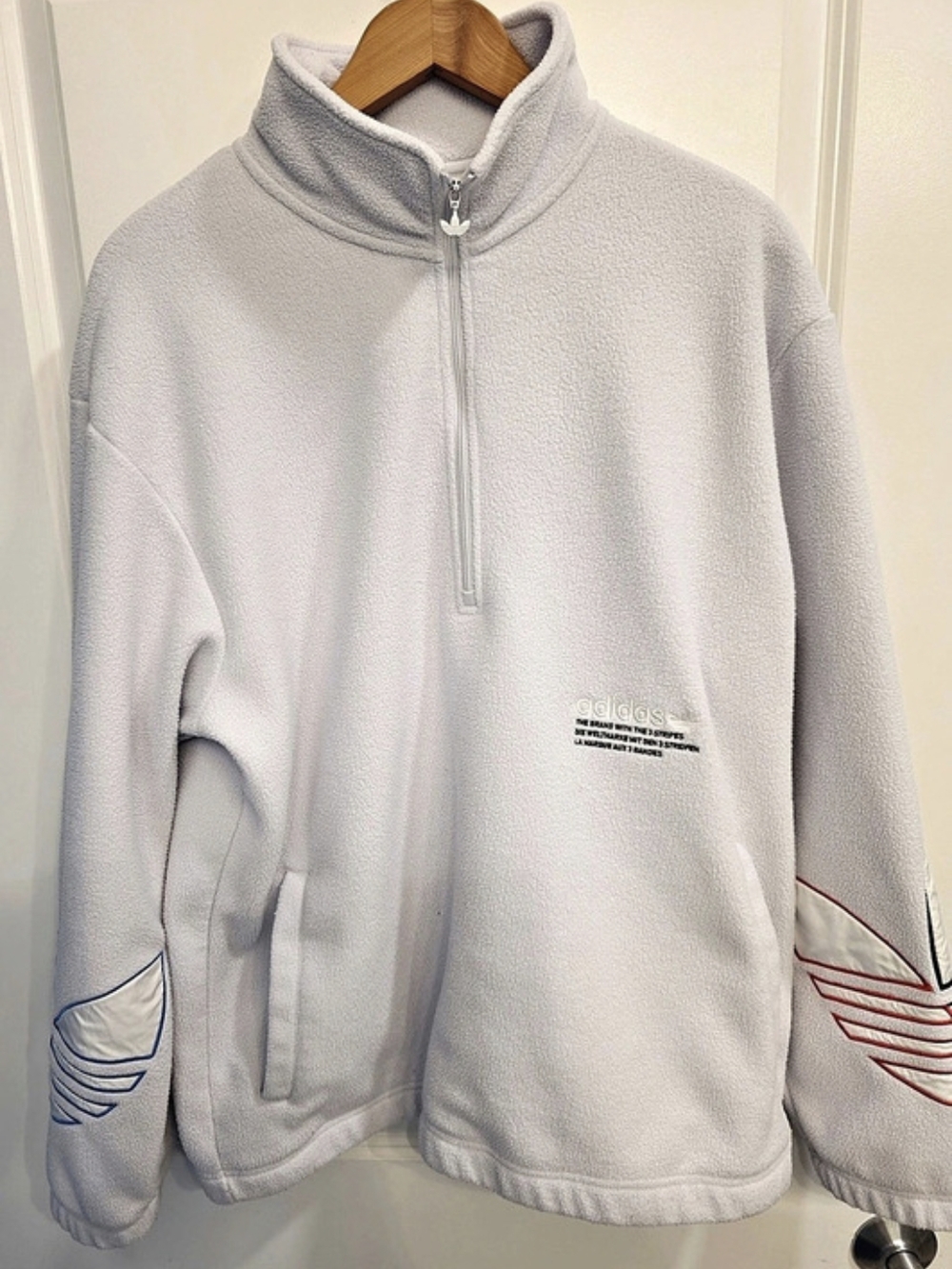 Adidas Originals Primeblue Fleece Quarter-Zip Pullover | Size M | Ice Blue